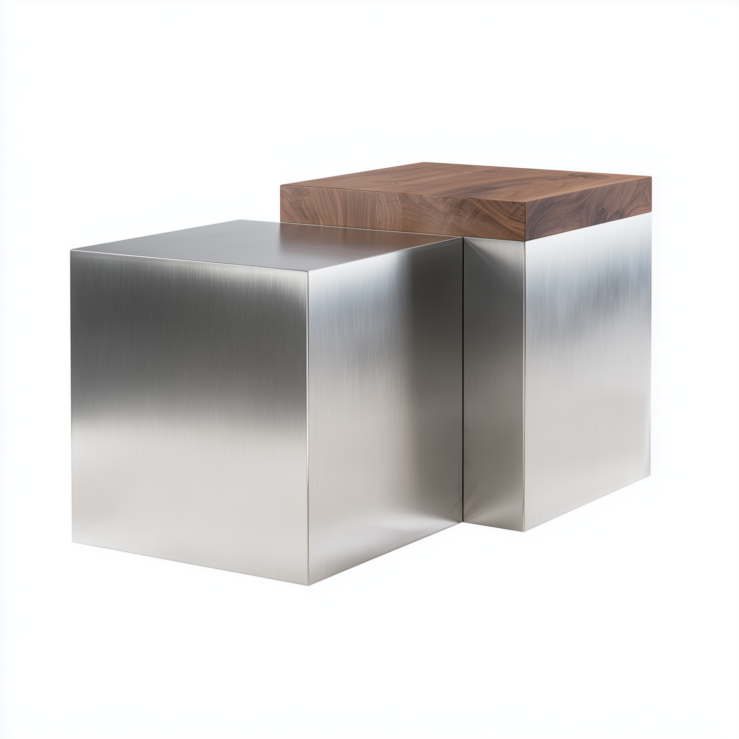 Mesas auxiliares de acero inoxidable y nogal