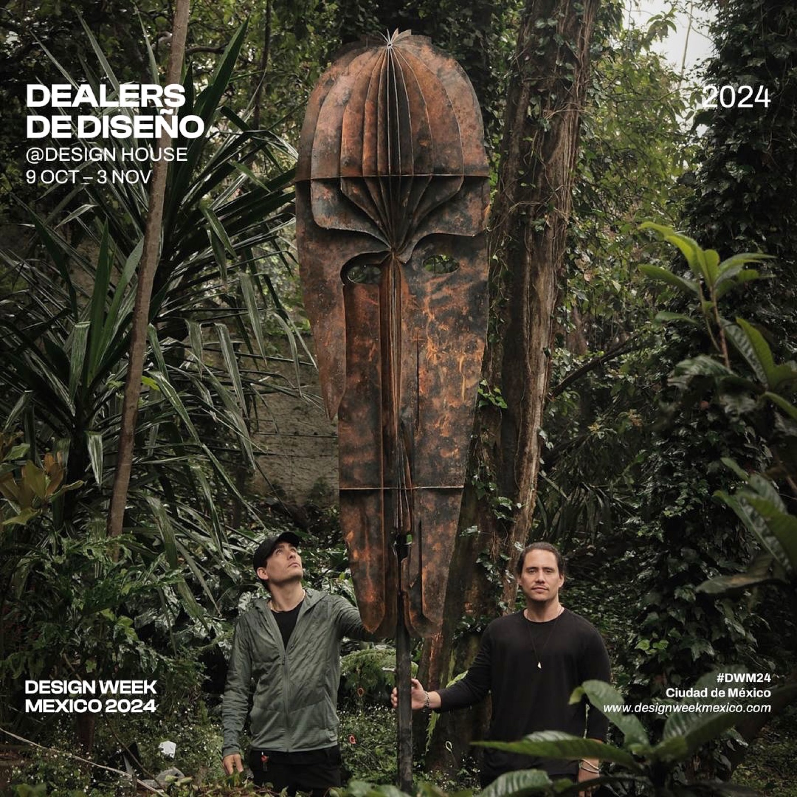 Máscara «Echos» en lámina oxidada, Design Week México 2024.